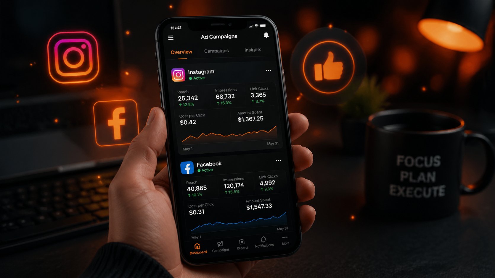 Meta Ads campaign dashboard